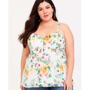 TORRID IVORY FLORAL CHIFFON BABYDOLL CAMI